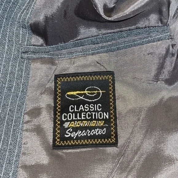 Vintage Sears Gray Pinstripe Custom Painted Showgirl Blazer Suit Jacket - Picture 11 of 16